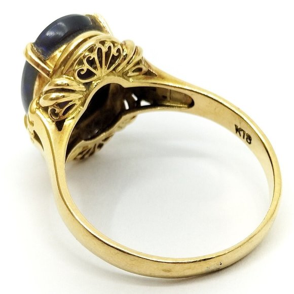 Cosmic Australian Black Opal Blue Ring 18K Gold Lightning Ridge Vintage 7 7/8 - Picture 5 of 13